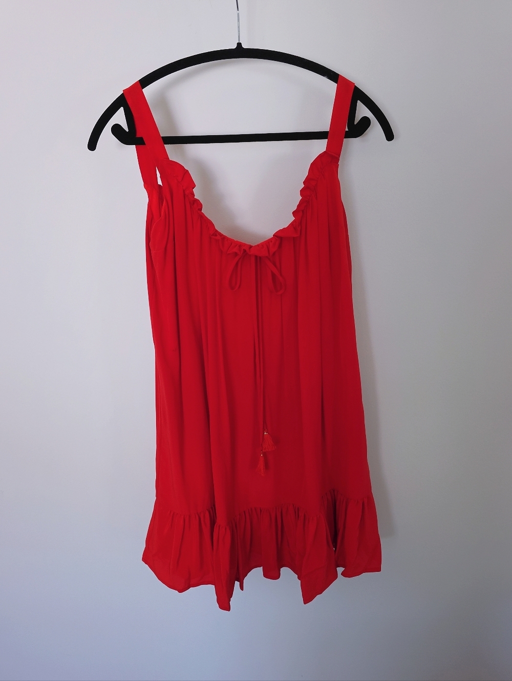 Sezane Naxos Red 100% Silk Baby Doll Sundress Low Back Loose Fit Size Small